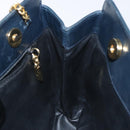 Salvatore Ferragamo Chain Shoulder Bag Leather Navy Gold Auth 125711-17