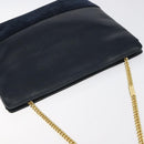Salvatore Ferragamo Chain Shoulder Bag Leather Navy Gold Auth 125711-6