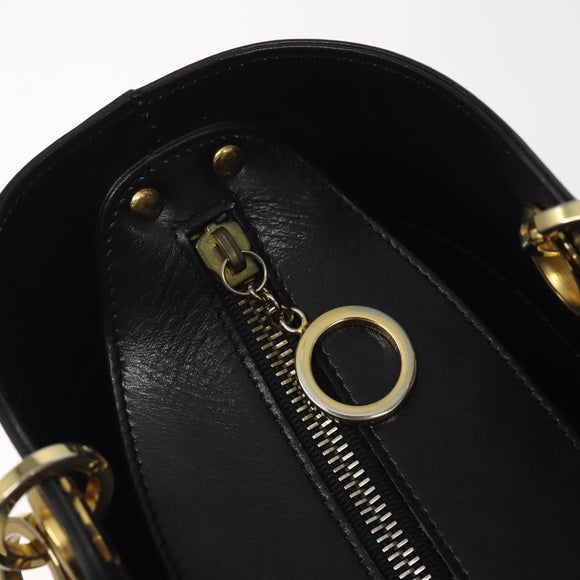 Salvatore Ferragamo Tote Bag Leather Black Gold Auth 125712