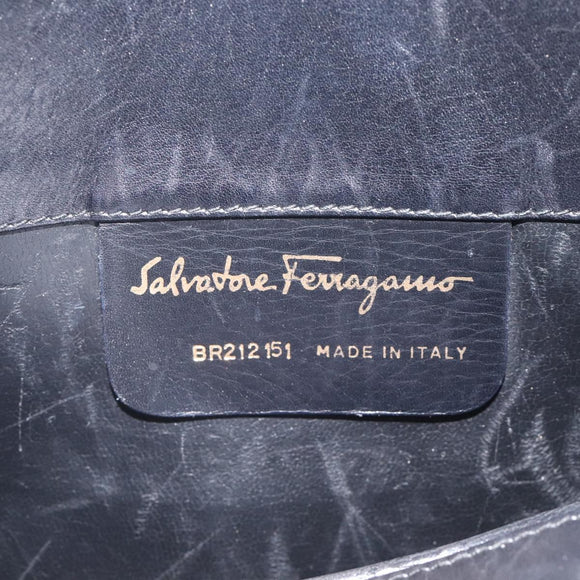 Salvatore Ferragamo Tote Bag Leather Black Gold Auth 125712