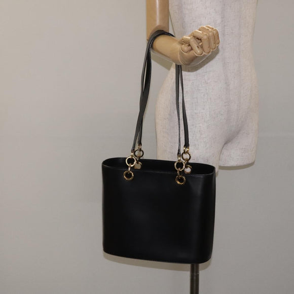 Salvatore Ferragamo Tote Bag Leather Black Gold Auth 125712