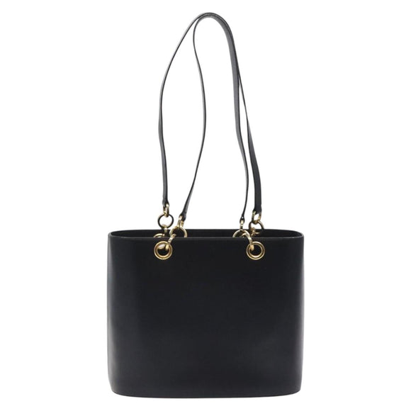 Salvatore Ferragamo Tote Bag Leather Black Gold Auth 125712