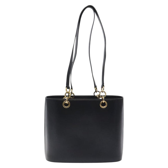 Salvatore Ferragamo Tote Bag Leather Black Gold Auth 125712