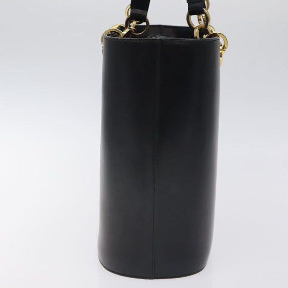 Salvatore Ferragamo Tote Bag Leather Black Gold Auth 125712