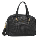 BALLY Hand Bag Leather Black Gold Auth 125714-1