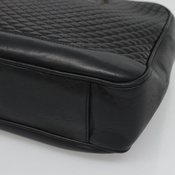 BALLY Hand Bag Leather Black Gold Auth 125714