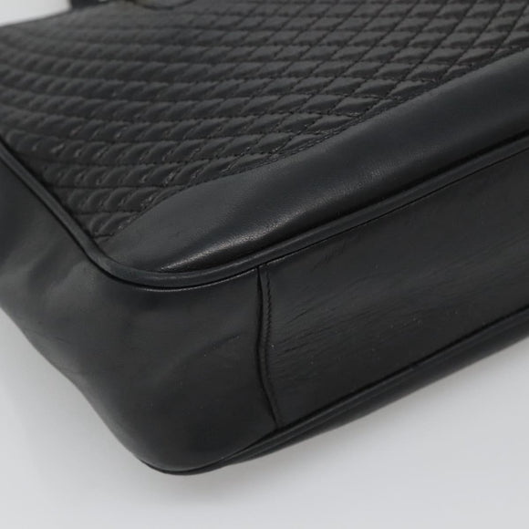 BALLY Hand Bag Leather Black Gold Auth 125714