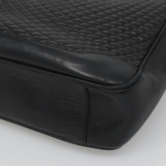 BALLY Hand Bag Leather Black Gold Auth 125714