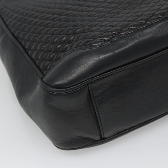 BALLY Hand Bag Leather Black Gold Auth 125714