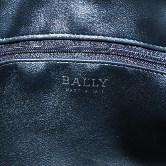 BALLY Hand Bag Leather Black Gold Auth 125714