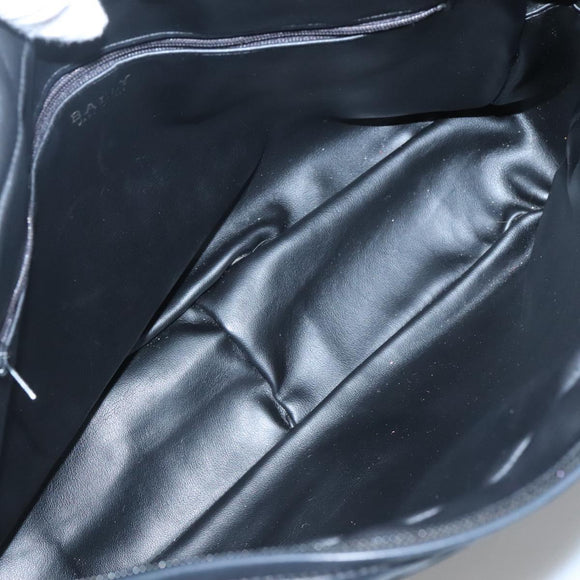 BALLY Hand Bag Leather Black Gold Auth 125714