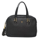 BALLY Hand Bag Leather Black Gold Auth 125714-13