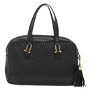 BALLY Hand Bag Leather Black Gold Auth 125714-2