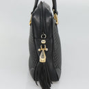 BALLY Hand Bag Leather Black Gold Auth 125714-3