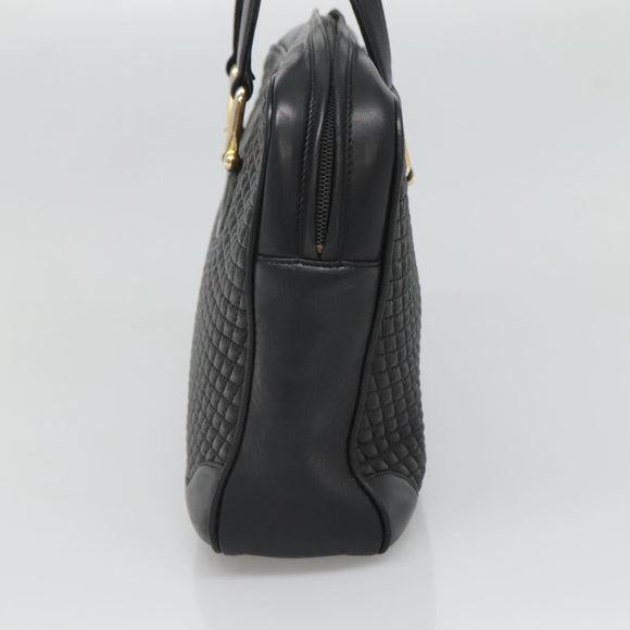 BALLY Hand Bag Leather Black Gold Auth 125714