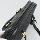 BALLY Hand Bag Leather Black Gold Auth 125714-6