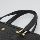 BALLY Hand Bag Leather Black Gold Auth 125714-8