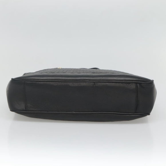 BALLY Hand Bag Leather Black Gold Auth 125714