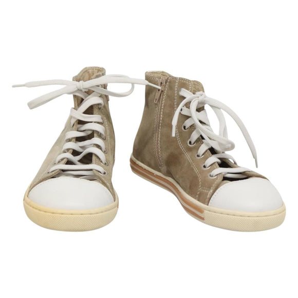 FENDI Sneakers Suede Beige Auth 125724