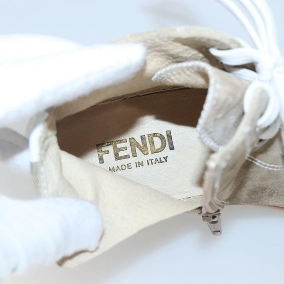FENDI Sneakers Suede Beige Auth 125724