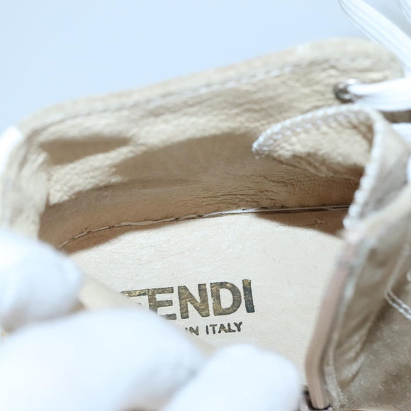 FENDI Sneakers Suede Beige Auth 125724