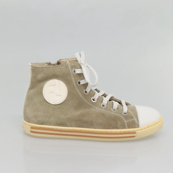 FENDI Sneakers Suede Beige Auth 125724