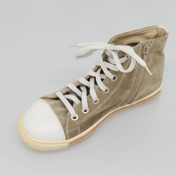 FENDI Sneakers Suede Beige Auth 125724