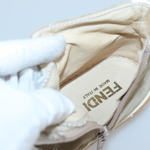 FENDI Sneakers Suede Beige Auth 125724