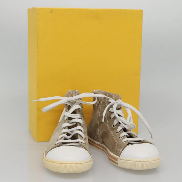 FENDI Sneakers Suede Beige Auth 125724