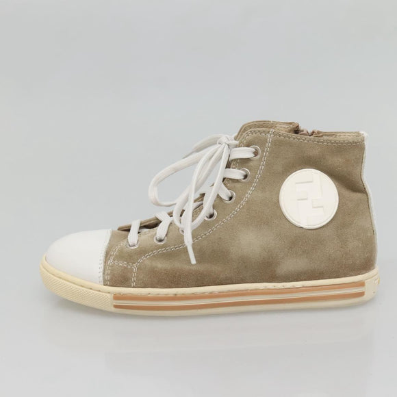 FENDI Sneakers Suede Beige Auth 125724