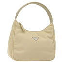 PRADA Hand Bag Nylon Beige Silver Auth 125727-1