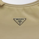 PRADA Hand Bag Nylon Beige Silver Auth 125727-15