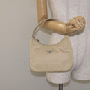 PRADA Hand Bag Nylon Beige Silver Auth 125727-21