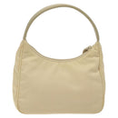 PRADA Hand Bag Nylon Beige Silver Auth 125727-3