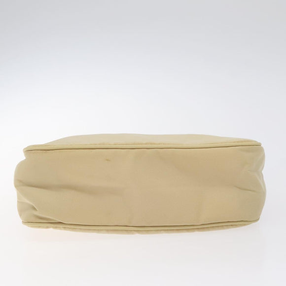 PRADA Hand Bag Nylon Beige Silver Auth 125727