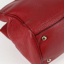 GUCCI Bamboo Hand Bag Leather 2way Red Gold 323660 Auth 125733-9