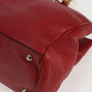 GUCCI Bamboo Hand Bag Leather 2way Red Gold 323660 Auth 125733-14