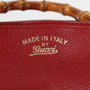 GUCCI Bamboo Hand Bag Leather 2way Red Gold 323660 Auth 125733-17