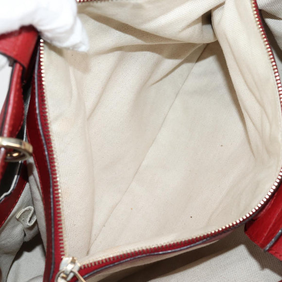 GUCCI Bamboo Hand Bag Leather 2way Red Gold 323660 Auth 125733