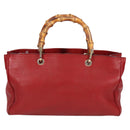 GUCCI Bamboo Hand Bag Leather 2way Red Gold 323660 Auth 125733-2