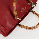 GUCCI Bamboo Hand Bag Leather 2way Red Gold 323660 Auth 125733-6