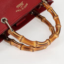 GUCCI Bamboo Hand Bag Leather 2way Red Gold 323660 Auth 125733-7
