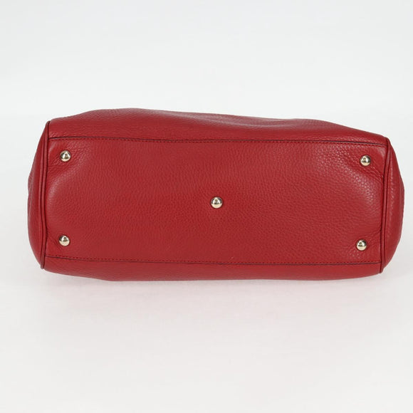 GUCCI Bamboo Hand Bag Leather 2way Red Gold 323660 Auth 125733