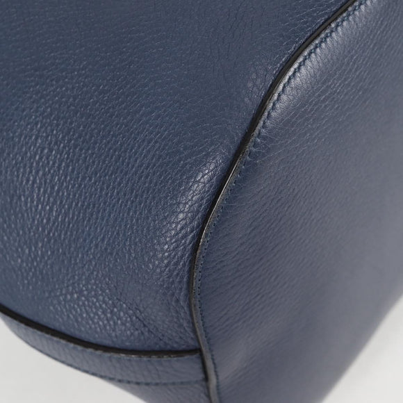 GUCCI Bamboo Hand Bag Leather 2way Blue Gold 387613 Auth 125734