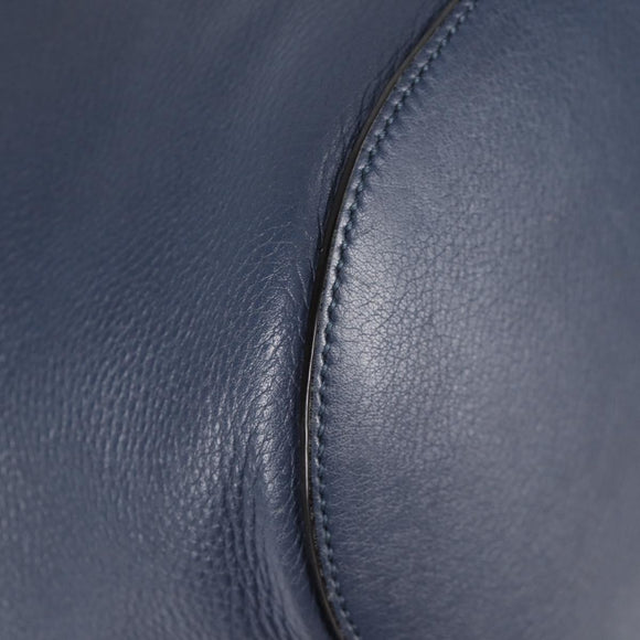 GUCCI Bamboo Hand Bag Leather 2way Blue Gold 387613 Auth 125734