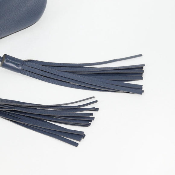 GUCCI Bamboo Hand Bag Leather 2way Blue Gold 387613 Auth 125734