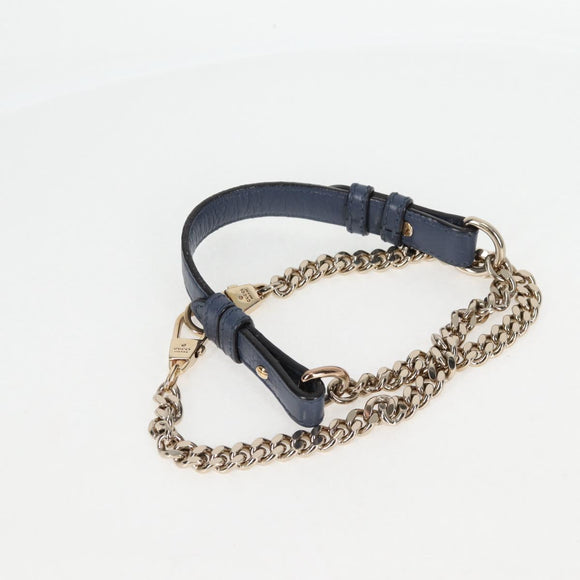 GUCCI Bamboo Hand Bag Leather 2way Blue Gold 387613 Auth 125734