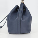 GUCCI Bamboo Hand Bag Leather 2way Blue Gold 387613 Auth 125734-4