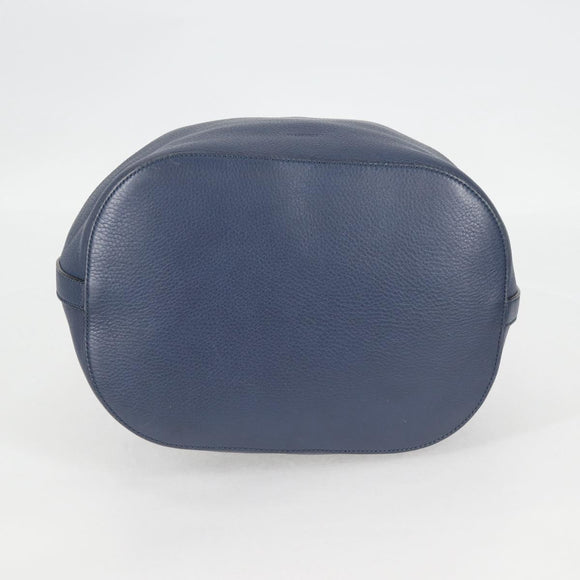 GUCCI Bamboo Hand Bag Leather 2way Blue Gold 387613 Auth 125734