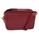 FENDI Zucca Shoulder Bag Leather Red Gold Auth 125736-1